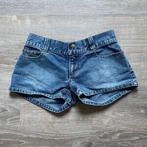Misdemeanor Blue Denim Low Rise Jean Shorts Sz 3 Booty Indie Sleaze Bareback